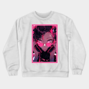 Aesthetic Anime Girl Pink Black | Quality Aesthetic Anime Design | Premium Chibi Manga Anime Art Crewneck Sweatshirt